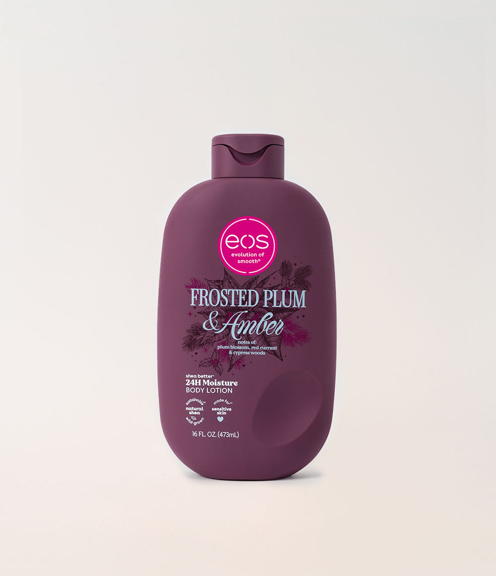 EOS Frosted Plum & Amber Body Lotion bottle